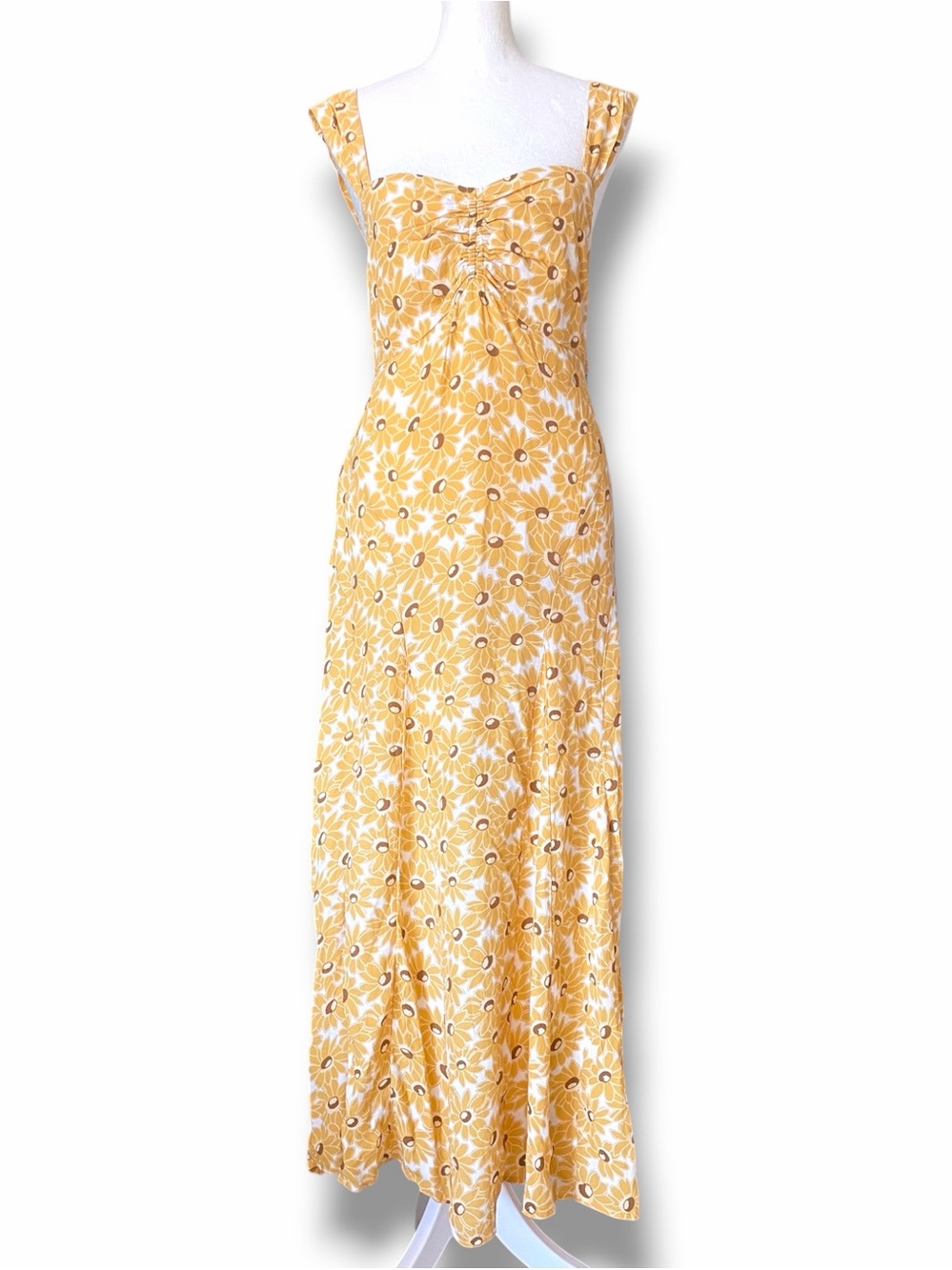 Free People Rosalee Midi Dress Yellow Floral Open Back Small NWOT Boho Vacation - Picture 2 of 16